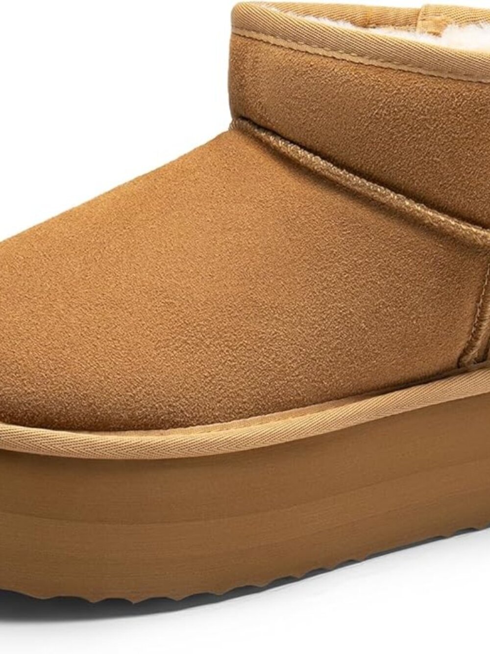 Faux Suede Chestnut Brown Platform Cropped Booties Boot